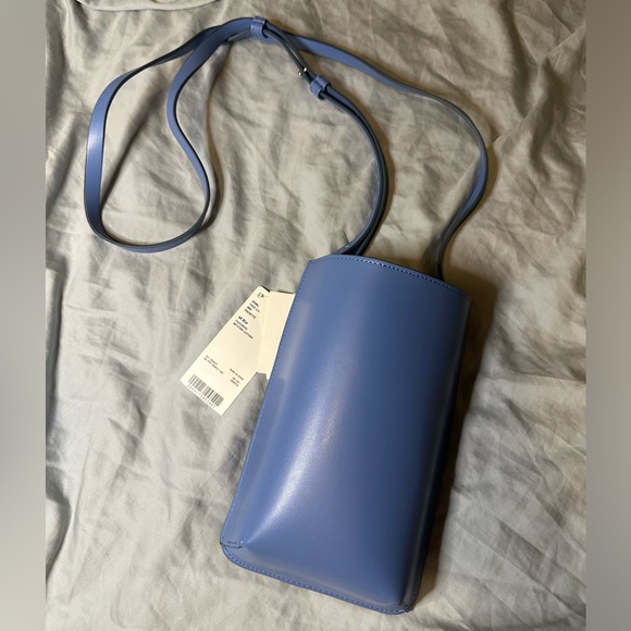 NWT Uniqlo - Blue Faux Leather Mini Pochette - Phone and Card Bag - Picture 3 of 7